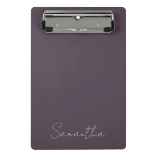 Minicarpeta De Pinza Elegante nombre personalizado morado taupe