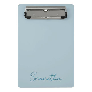Minicarpeta De Pinza Elegante Nombre Personalizado Pastel Azul