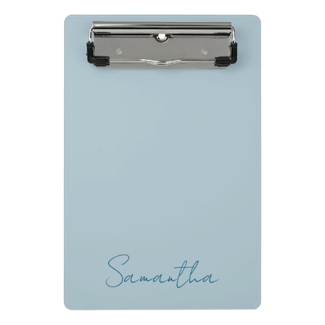 Minicarpeta De Pinza Elegante Nombre Personalizado Pastel Azul (Anverso)