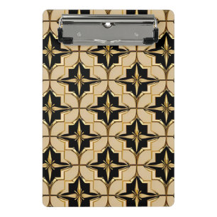 Minicarpeta De Pinza Elegante patrón geométrico de oro y negro