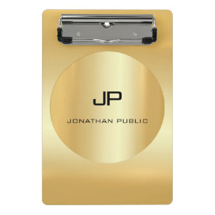Minicarpeta De Pinza Elegante plantilla de Monograma Moderno Faux Gold
