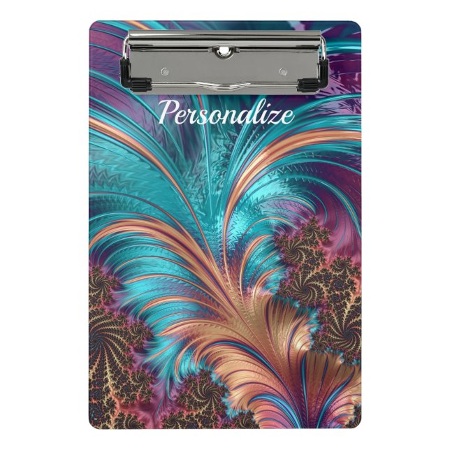 Minicarpeta De Pinza Elegante pluma abstracta púrpura personalizada (Anverso)
