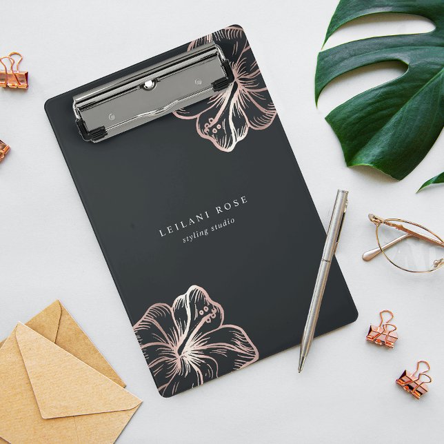 Minicarpeta De Pinza Elegante Rosa Gold Hibiscus Flower Personalizada (Subido por el creador)