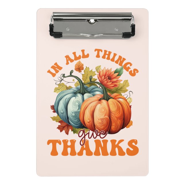 Minicarpeta De Pinza En Todas Las Cosas Da Gracias Calabaza (Anverso)