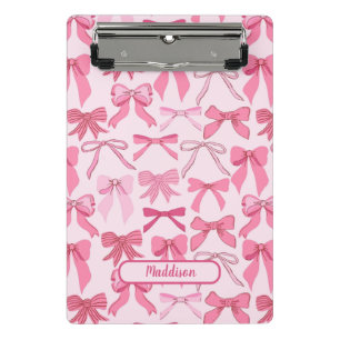 Minicarpeta De Pinza Encantador patrón de lazo rosa