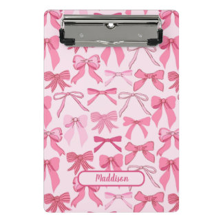 Minicarpeta De Pinza Encantador patrón de lazo rosa