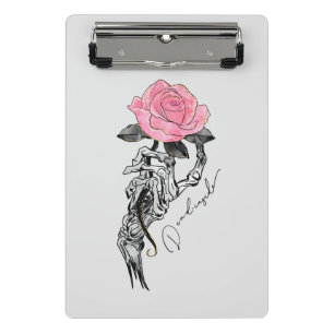 Minicarpeta De Pinza Esqueleto De Mano De gótico Con Rosa Rosa Rosa Ros