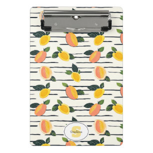 Minicarpeta De Pinza Estampa de fruta de mango coral amarillo en marfil