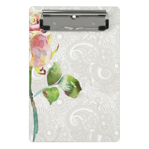 Minicarpeta De Pinza Estampado de flores adornado con la acuarela