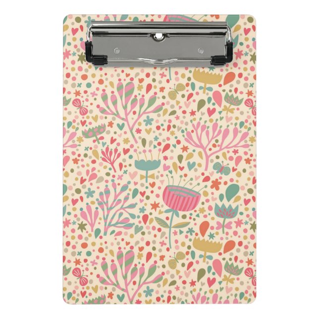 Minicarpeta De Pinza Estampado de flores brillante (Anverso)