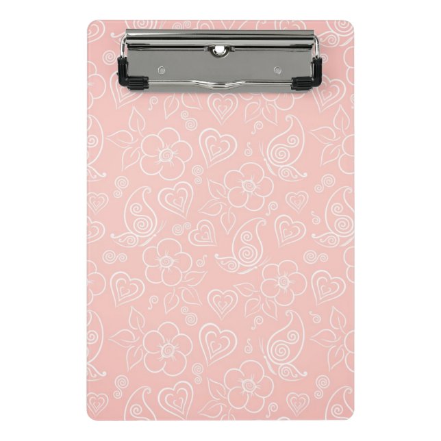 Minicarpeta De Pinza Estampado de flores decorativo (Anverso)