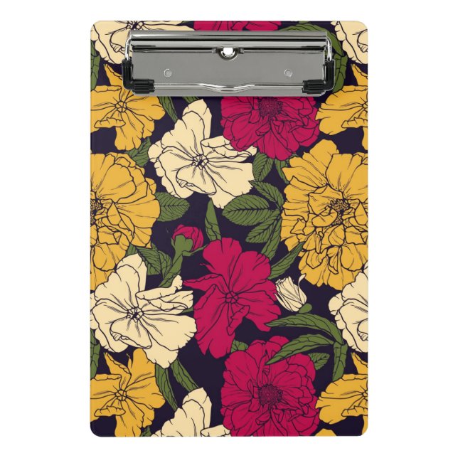 Minicarpeta De Pinza Estampado de flores elegante (Anverso)