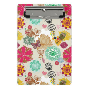 Minicarpeta De Pinza Estampado de flores en estilo retro