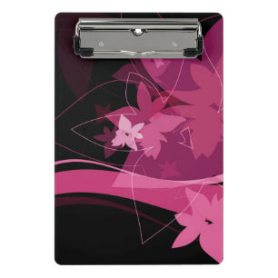Minicarpeta De Pinza Estampado de flores magenta