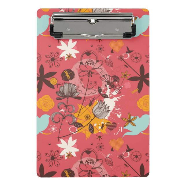 Minicarpeta De Pinza Estampado de flores retro 3 (Anverso)