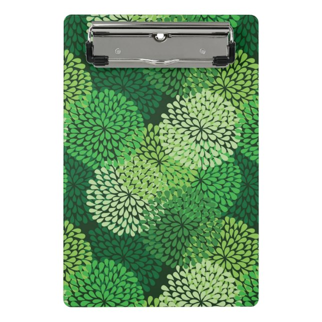 Minicarpeta De Pinza Estampado de flores verde (Anverso)
