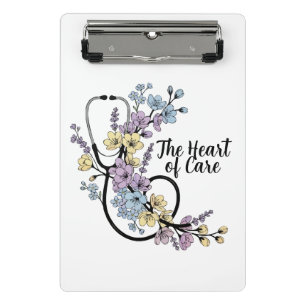 Minicarpeta De Pinza Estetoscopio Floral Corazón de Cuidados Regalo Enf