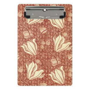 Minicarpeta De Pinza Estilo William Morris Patrón Floral de Lirio Rojo