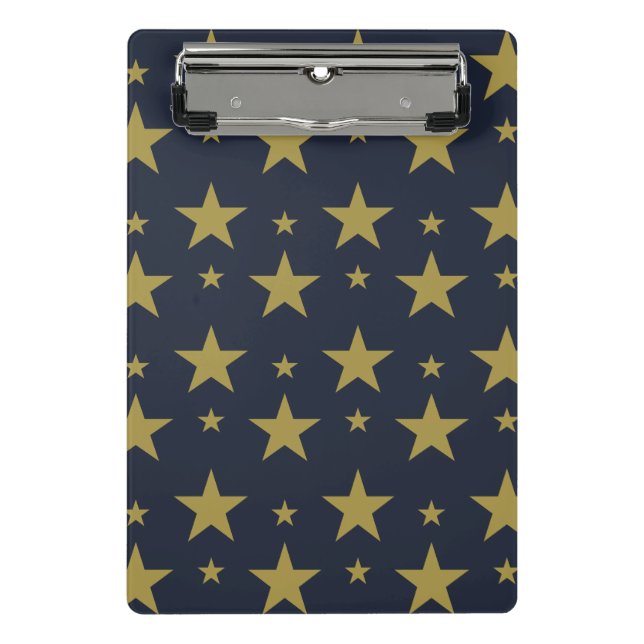 Minicarpeta De Pinza Estrellas doradas sobre azul marino - Elegante y a (Anverso)