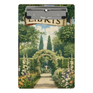 Minicarpeta De Pinza Ex Libris de jardín vintage para etiqueta de libro