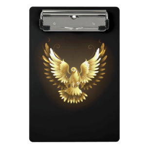 Minicarpeta De Pinza Falsa paloma de paz del Relieve metalizado dorado