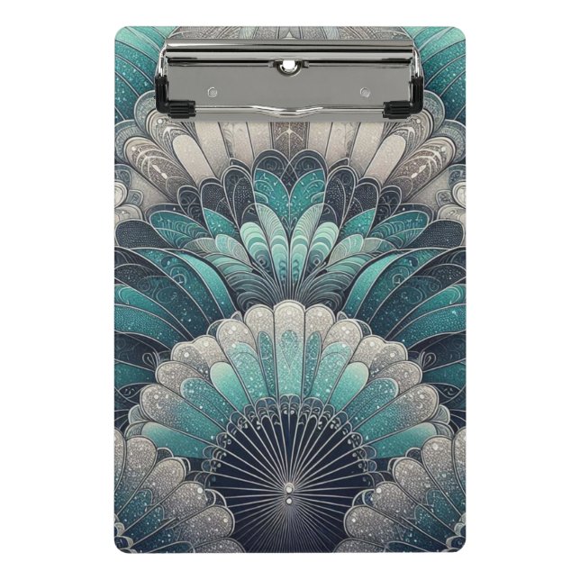 Minicarpeta De Pinza Fans de Art Nouveau Blue and Silver (Anverso)