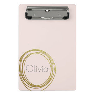 Minicarpeta De Pinza Faux Gold Abstract Circle Design con nombre