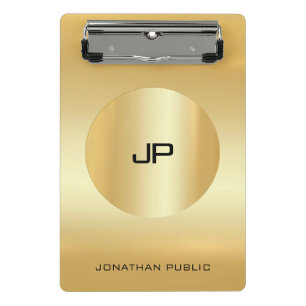 Minicarpeta De Pinza Faux Gold Modern Elegant Monogrammed Template