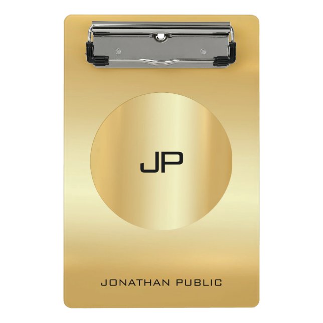 Minicarpeta De Pinza Faux Gold Modern Elegant Monogrammed Template (Anverso)