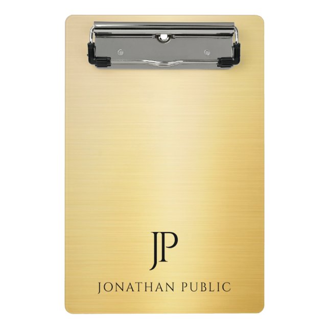 Minicarpeta De Pinza Faux Gold Modern Elegant Monogrammed Template (Anverso)