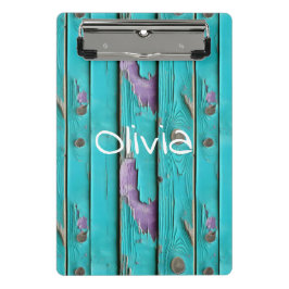 Minicarpeta De Pinza Faux Wood Purple and Turquoise Blue