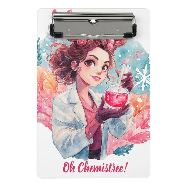 Minicarpeta De Pinza Festive Chemist Girl Watercolor Science Art (Anverso)