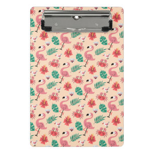 Minicarpeta De Pinza Flamenco Rosa Patrón Tropical de Verano