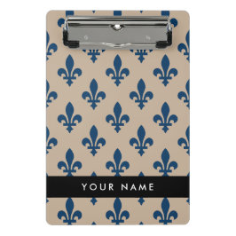 Minicarpeta De Pinza Fleur de Lis, Azul Marino sobre Beige, Real, Tu No