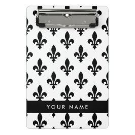 Minicarpeta De Pinza Fleur de Lis, Black on White, Black, Your Name