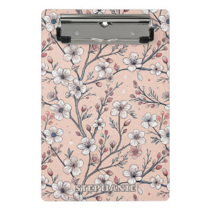 Minicarpeta De Pinza Flor de cerezo rosa sakura sobre fondo rosa