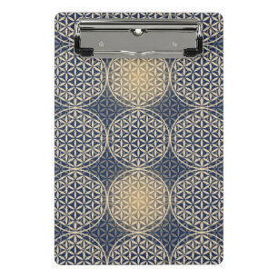 Minicarpeta De Pinza Flor de la Vida - patrón de sello - arena azul