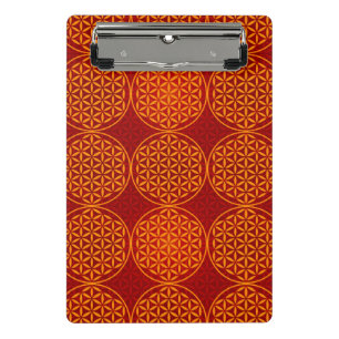 Minicarpeta De Pinza Flor de vida - patrón de sello - rojo naranja