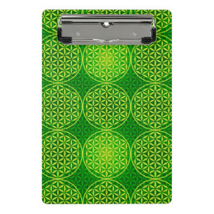 Minicarpeta De Pinza Flor de vida - patrón de sello - verde