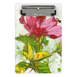Minicarpeta De Pinza Flor del hibisco - pintura de la acuarela
