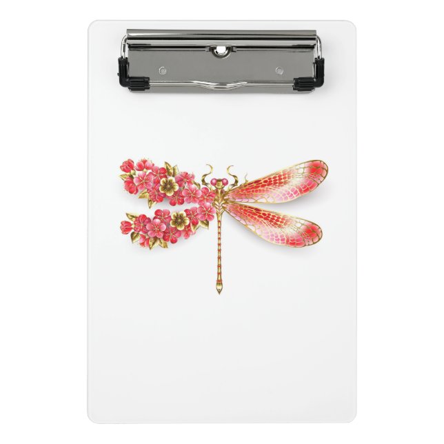 Minicarpeta De Pinza Flor libélula con sakura de joyas (Anverso)