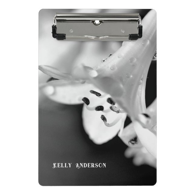 Minicarpeta De Pinza Flor Minimalista moderna en blanco y negro con ura (Anverso)