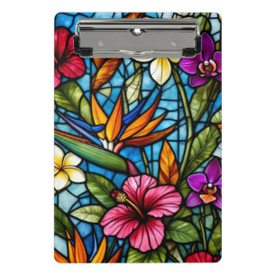 Minicarpeta De Pinza Floración Tropical en Vidrio Pintado Floral Vibran