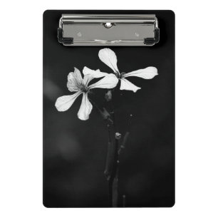 Minicarpeta De Pinza floral blanca y negra mínima