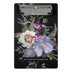Minicarpeta De Pinza Floral cambiante oscuro en negro