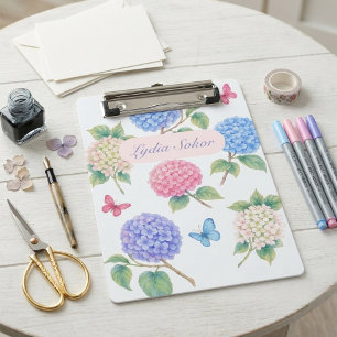 Minicarpeta De Pinza Floral de Hortensias en Acuarela Personalizada