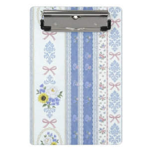 Minicarpeta De Pinza Floral Romántico de Encaje Peonía Azul Suave Rosa