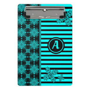 Minicarpeta De Pinza Flores artdeco en estilo retro con monograma