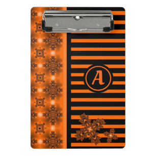 Minicarpeta De Pinza Flores artdeco en estilo retro con monograma