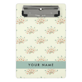 Minicarpeta De Pinza Flores azules y rojas, azul, tu nombre